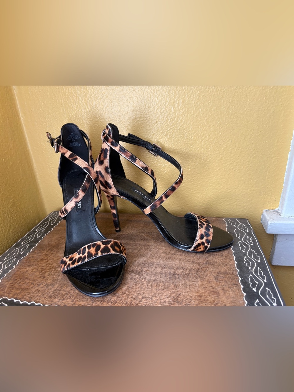 Nine West Leopard Print Strappy Stiletto Heels /  Sandals - Women’s - size 7